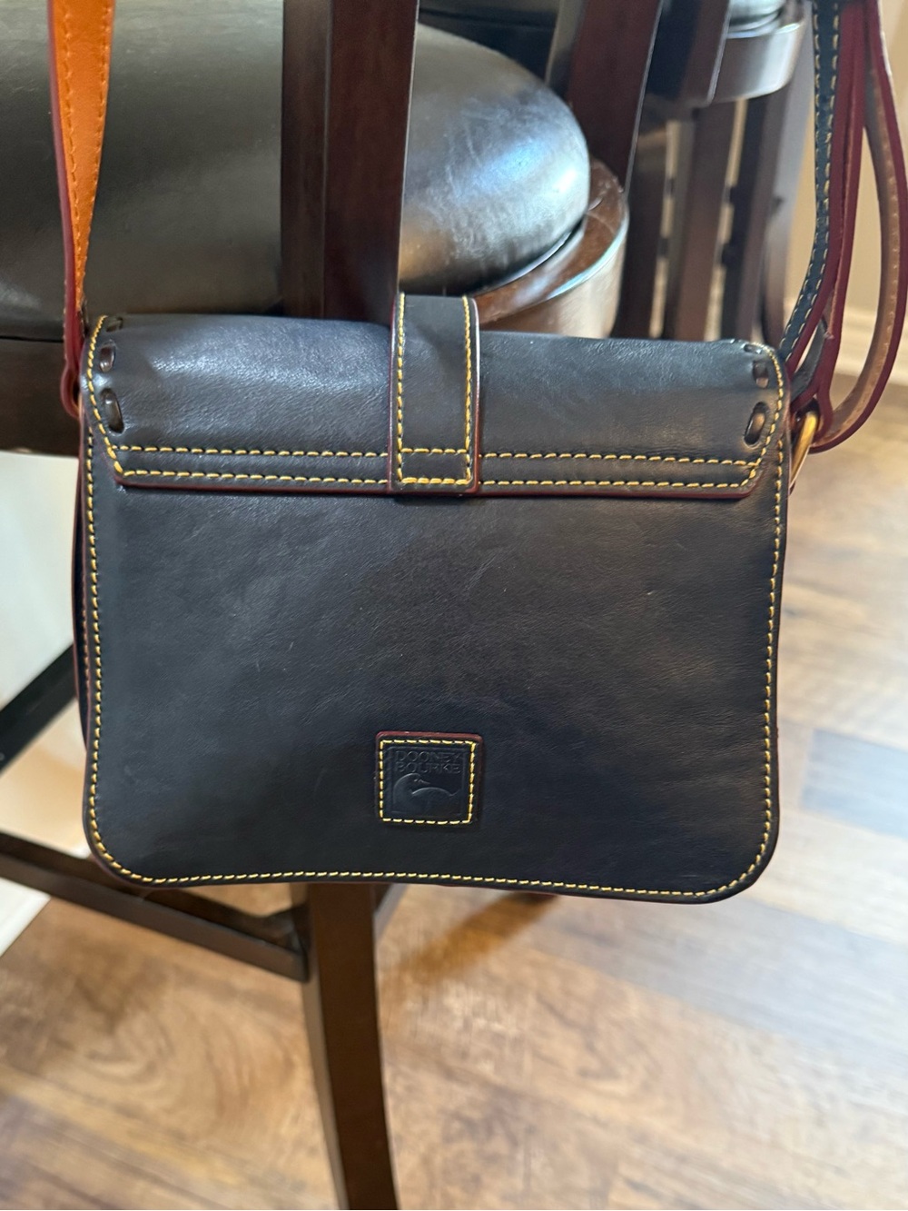 Dooney & Bourke Florentine Leather Binocular shoulder/Crossbody bag- Navy - Picture 2 of 16